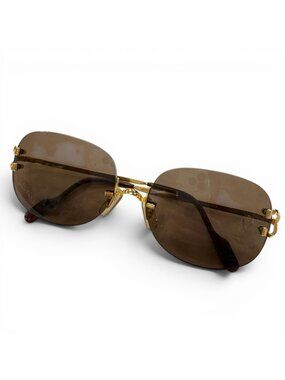 Cartier Rimless Two Point 2C Decor Eyewear Sunglasses Gold Bordeaux Brown 18 Cartier 2C Decor Rimless Sunglasses Gold Bordeaux France  main image 4